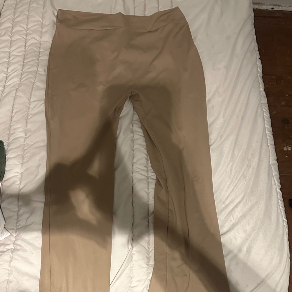 Beige High-Waisted Pants